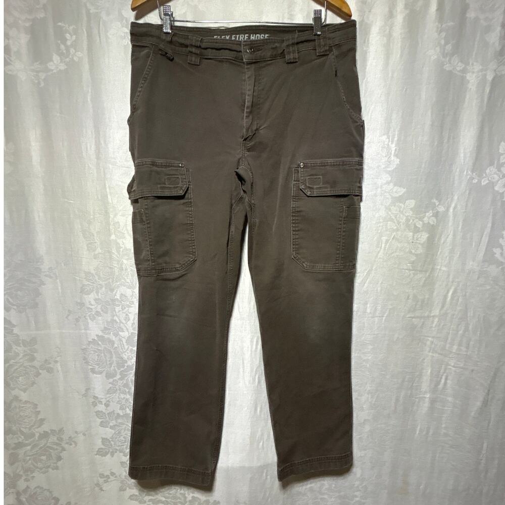 Duluth Cargo Pants 38x32 Brown Flex Fire Hose Cotton Canvas Stretch Workwear